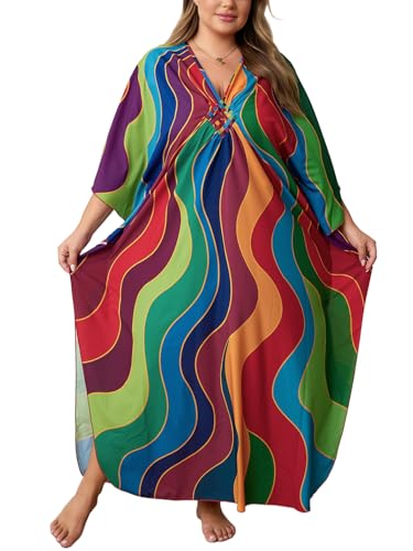 Image of Kaftan Dress for Women - Plus Size Caftan Maxi Beach Dress Moo Moos Loungewear, Swimsuit Cover Up for Beach, Pool or Vacation