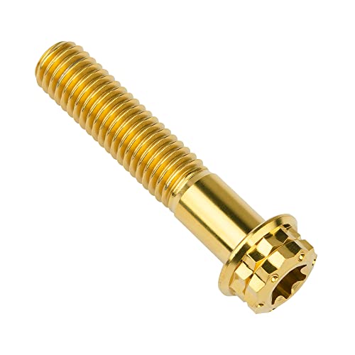 Image of Titanium Flange 12 Point Head M8 x15 20 25 30 35 40 45 50 55 60 65mm Screw Bolt Pack of 4 (M8x40mm, Gold)