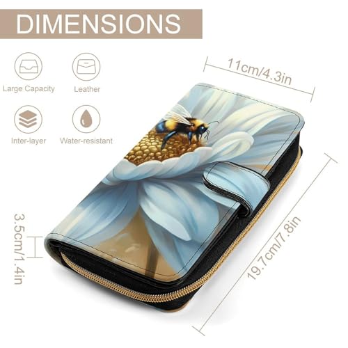 Flower Bee Womens PU Leather Wallet Long Purse Clutch Organizer for Office Travel2