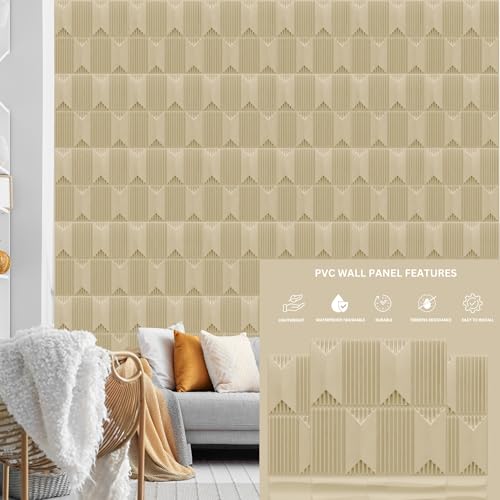 Image of Kayra Decor 3D Wall Panel PVC Artisian Design White Tail Color 19.7 inch x 19.7 inch (Pack of 40) - Covers 107.80 Sq. Ft.