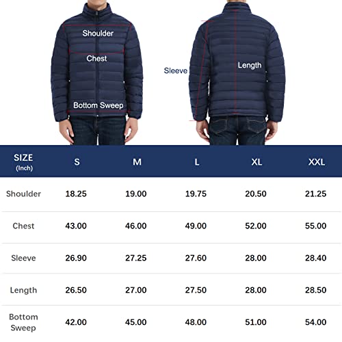 Slowtown Men's Lightweight Puffer Jacket Packable Warm Puffer Jacket Windproof Puffy Jacket (Navy Blue, X-Large) #TOP6