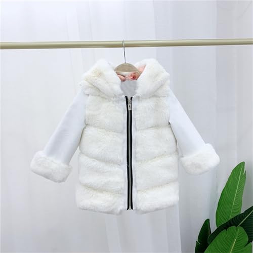 Girls Faux 𝐅𝘂𝗿 Wool Outerwear Toddler Wedding 𝐏𝐚𝗿𝐭𝐲 Dress Coat Winter Long Sleeve Warm Snow (White, 4-5 Years)3