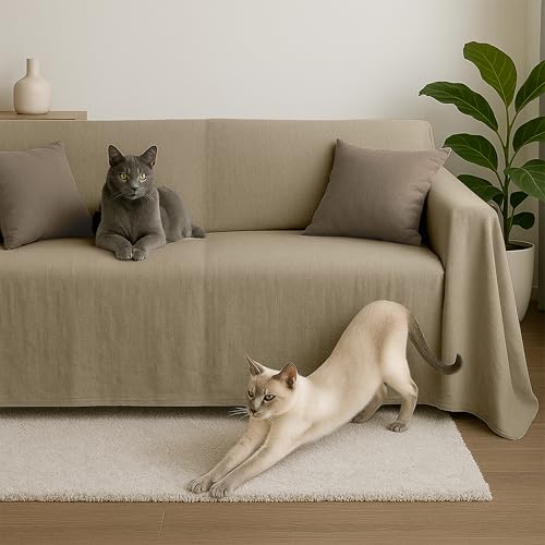 Byour3   Funda De Sofá 3 2 4 1 Plazas 100% Algodón Puro Ligero Rectangular Tela Sofa Cubre Todo Recubrimiento Sofás También por Forma de L U Chaise Longue Derecho Izquierdo (Beige, 1 Plazas)