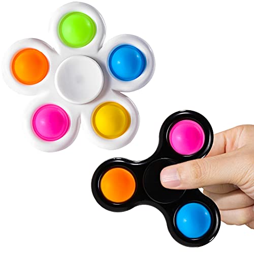 SCIONE Fidget Spinners 2 Pack,Fidget Toy,Poopp Fidget Packs for Kids,Push-Poopp Bubble Sensory Toys for Adults,Fidget Pack with Poopp Hand Spinners Toy