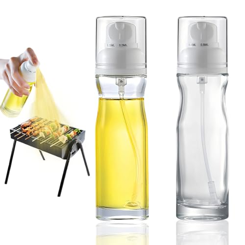 Shwdsy 2 Pcs Spray Huile Cuisine en Verre, Bouteille pour Huile D'olive 200ml, Vaporisateur Huile Réglable, Convient pour l'huile d'olive, l'huile d'arachide,...