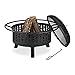 Produktbild Relaxdays Feuerschale, mit Funkenschutz & Kohlerost, Schürhaken, Garten & Terrasse, HxD: 55 x 75 cm, Feuerkorb, schwarz