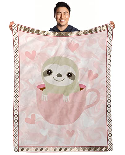 Sloth Blanket Gifts, 40"X50" Cute Sloth Throw Blanket For Girls Women, Soft Warm Cozy Fuzzy Flannel Lightweight, Sloth Lover Gifts For Bed Couch #TOP6