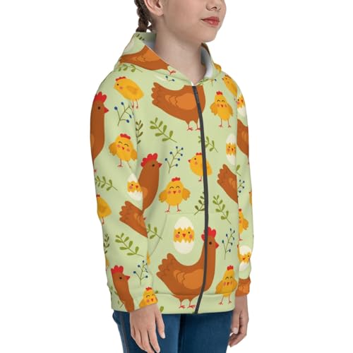 Cute Chicken and Chicks Kids Pullover Hoodies Boys Zip Up Sweatshirts Girls Athletic Clothes with Pocket4