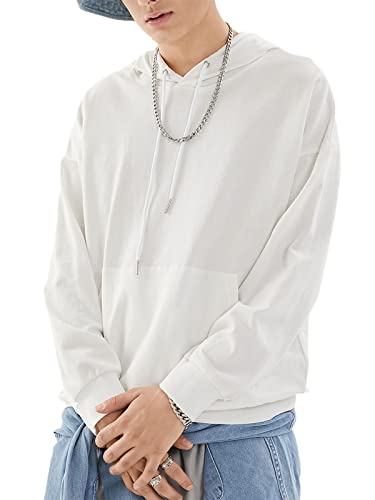 KOYYE Sweat a Capuche Homme Pull Capuche Couleur Solide Hoodie Shirt Homme avec Poche Sport Casual Casual 02-Blanc L Cover