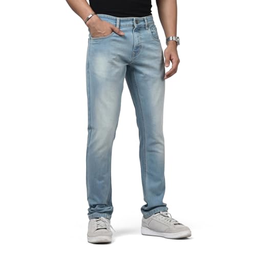 Image of WROGN Men's Cotton Stretch Jeans | Solid | Slim Fit | Mid Rise