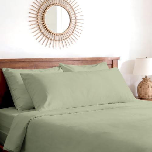 Image of Pizuna 100% Cotton Long Body Pillow Case 400 Thread Count Light Sage
