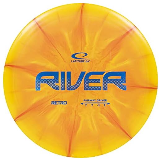 Latitude 64 Retro Burst River Distance Driver Disc Golf Disc | Maximum Distance Frisbee Golf Disc | Easy to Throw for Beginners | 170g Plus | Stamp Color and Burst Pattern Will Vary (Orange)