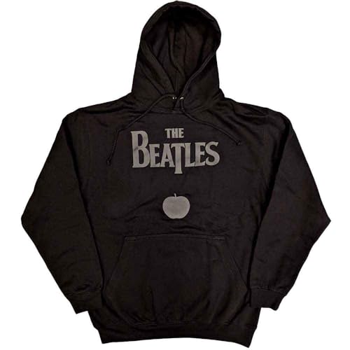 Rock Off officially licensed products The Beatles Drop T Logo & Apple Official Unisex Hoodie Hooded Top (XX-Large) Black