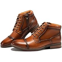Arkbird Mens Oxford Leather Dress Boots Classic Cap Toe Side Zip Mid Top Casual Ankle Boots for Men