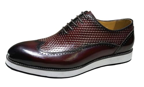 Santimon Men’s Dress Shoes Wingtip Oxford | Embossed Leather with Lightweight Cushioned Platform Sole | Business-Casual Footwear for Office, Wedding