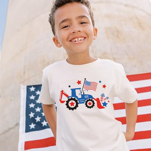 Image of Kids Boys 4th of July Shirts Toddler American Flag T-Shirt Girls Patriotic Short Sleeve Tees Cotton Top Clothes 1-7T