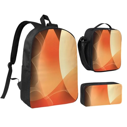 YXDVPALNE Patrón abstracto naranja y marrón,Mochila para estudiantes, bolsa de almuerzo y estuche de lápices (3 piezas)