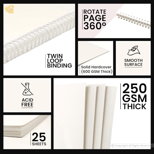 Image of Lakeer Watercolor Wire-O Sketchbook - A4 Size | Cold-Pressed Watercolor Paper with Cotton-25 Sheets (50 Pages), 250 GSM | Mixed Media, for Artist-(Acid Free)