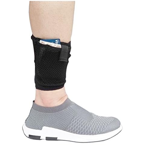LTG PRO® Concealed Ankle Leg Mesh Wallet Travel Pouch Passport Mobile Purse Bag (L-XL, Black) Cover