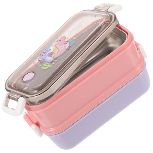 iplusmile 不?? 用二ランチボックス 小型電子レンジ対応 ピクニック向けカートゥーンデザイン 食べ物保存用密閉フードコンテナ