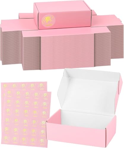 6x6x2 Pink Shipping Boxes for Small Business, Pack of 50 Small Cardboard Boxes for Shipping Mailer Packaging