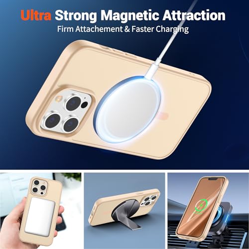 Image of SUPFINE Magnetic for iPhone 13 Pro Case (Compatible with MagSafe) (Military Grade Drop Protection) Slim Translucent Matte Shockproof with Anti-Fingerprint Phone Case,Sand Pink