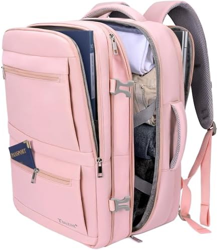 BALEINE Travel Backpack for Women Men, Large Sturdy Carry On Laptop Backpack Gifts for Business, Casual, Weekender, Hiking (XL, Pink)