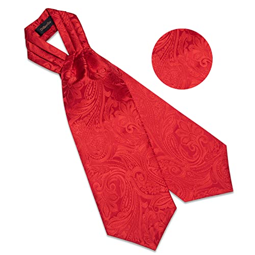 Image of DiBanGu Silk Woven Ascot Cravat with Pocket Square Set for Men | Paisley Ascot,Wrinkle-Resistant,Silky Smooth,Easy to Match,Cufflinks,Tie Ring,Wedding,Ceremonies,Party Occasions,Banquet