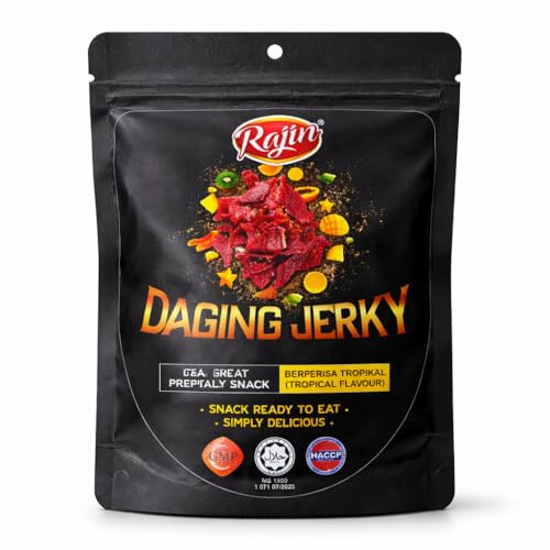 Viande de Bœuf Séchée Halal Saveur Tropicale 50 g - Jerky Gourmand Prêt à Manger - Snack Salé-Sucré avec Ananas et Citron Vert - Format Nomade à...