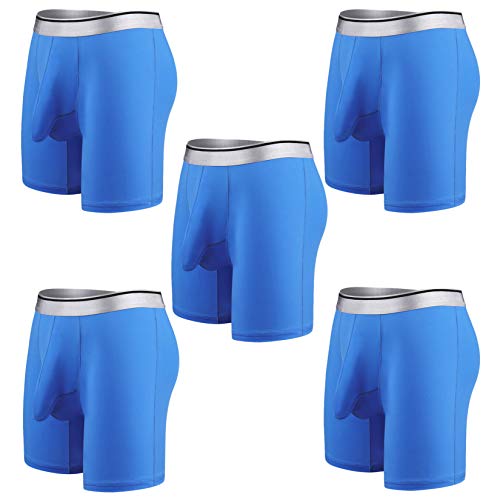 Andongnywell Men's Underwear 5 Pack Dual Pouch Sport Quick Dry Performance Boxer Briefs panties Briefs (Blue,4X-Large)