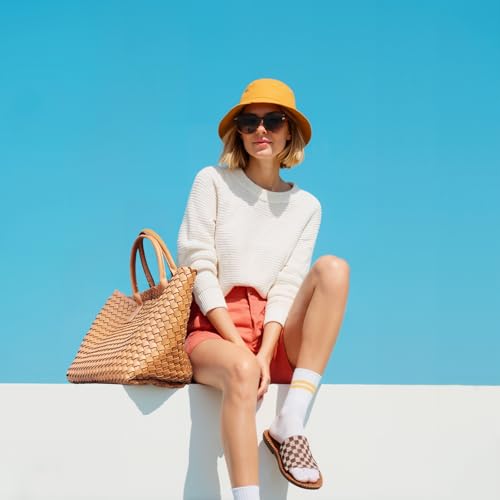 Bolso Tote tejido para mujer en cuero vegano miniatura 2