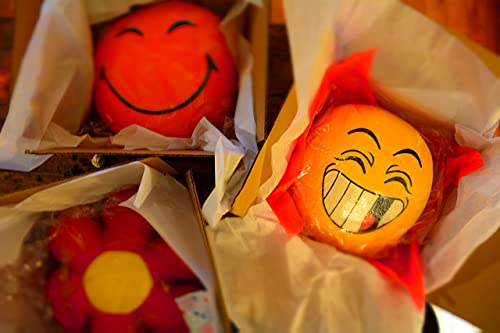 Yellow Emoji Smiley Face Pillow - Feeling Lucky - Round Decorative Woopy Crazy Face Throw Lounge Toss Fight Cushion #TOP6