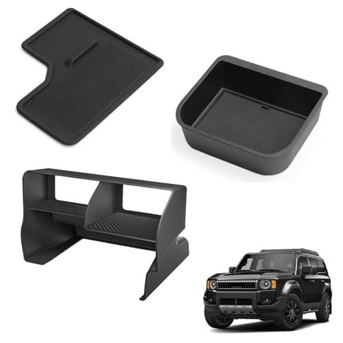 smabee for 2024 2025 2026 Toyota Land Cruiser Prado 250 Center Console Organizer + Cool Box Organizer + Wireless Charging Protective Mat 3PCS (Only Fit Cool Box & Qi Wireless Charger)