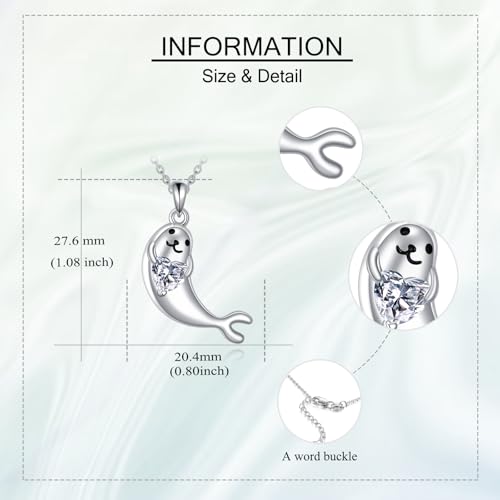 Sterling Silver Seal Heart Pendant Necklace - Seal Jewelry for Ocean Lovers Gifts4