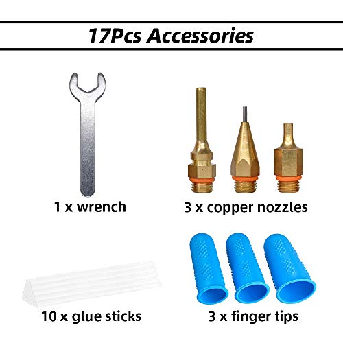 Full Size Glue Gun Kit, 150W High Power with 3 Copper Nozzles Temperature Adjustable Repair Craft Tool Professional Melting Hot Glue Gun DIY Thermo Tool Include 10Pcs Glue Sticks & 3Pcs Finger Tips - Thumbnail 4