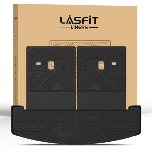Image of LASFIT Cargo Mats for Hyundai Santa Fe 2026 2025 2024 (Fit Gas & Hybrid) | All Weather TPE Custom Fit Cargo Trunk Mat & Backrest Mats Accessories, Black