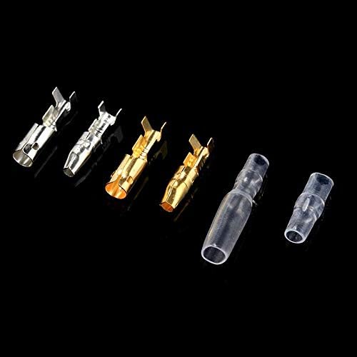 320pcs 4.0mm Female and Male Terminals Connector Gold Brass Electrical Wire Connector with Insulating Sleeves for Car VUQLDHAYZ