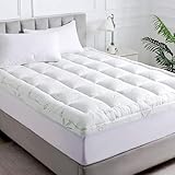 WhatsBedding Queen Mattress Topper, Soft Pillow Top Mattress Topper with Deep Pocket Fits 8–21 Inch,7D Spiral Fiber Filling, Bamboo Viscose Air Layer Mattress Topper Queen.