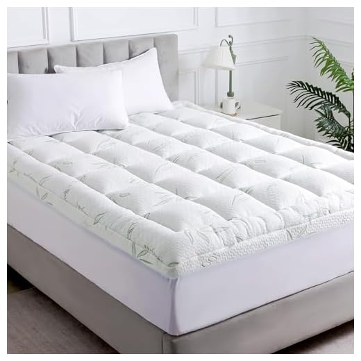 WhatsBedding Queen Mattress Topper, Soft Pillow Top Mattress Topper with Deep Pocket Fits 8–21 Inch,7D Spiral Fiber Filling, Bamboo Viscose Air Layer Mattress Topper Queen.