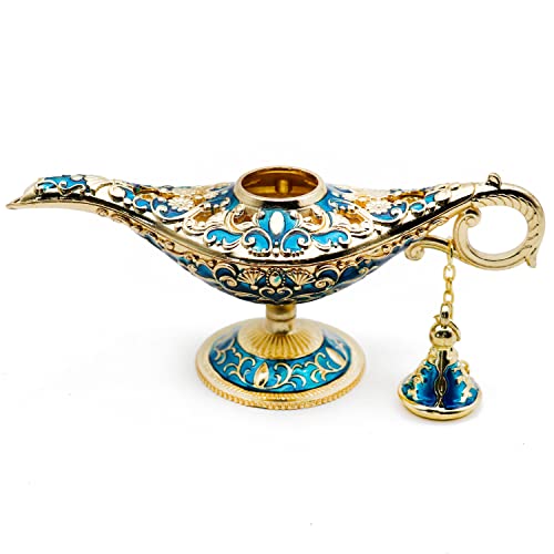 Hsiwto Aladdin Magic Genie Lamps - Classic Vintage Legend Magic Genie Light Costume Lamp For Home Wedding Table Decoration, Small Size, Gold&Blue #TOP4