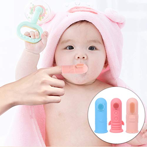 STOBOK 3 Peças de Silicone Escova de Dentes de Dedo de Bebê Dedo Ponto Escova de Dentes de Treinamen