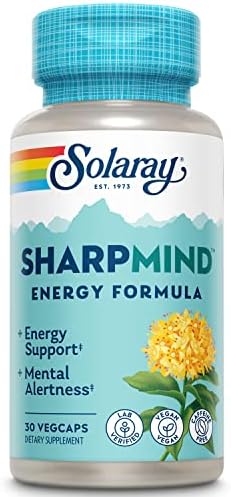 SOLARAY SharpMind Energy, Energy Booster for Women and Men, Nootropic Focus Supplement, Caffeine Free Energy Pills with Rhodiola Rosea and Cordyceps, 60 Day Guarantee, 30 Servings, 30 VegCap Pills