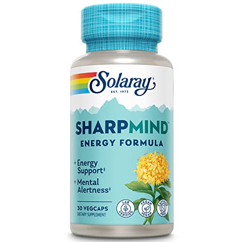 Solaray Sharpmind Energy, Energy Booster For Women And Men, Nootropic Focus Supplement, Caffeine Free Energy Pills With Rhodiola Rosea And Cordyceps, 60 Day Guarantee, 30 Servings, 30 Vegcap Pills #TOP18