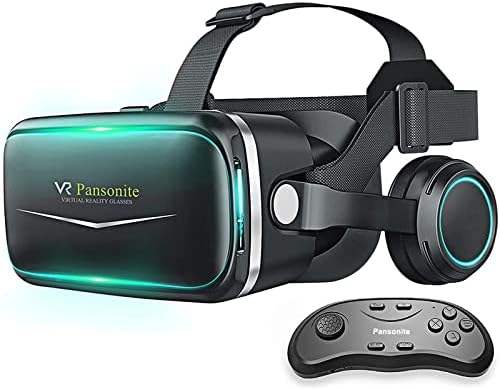 Pansonite Vr Headset with Remote Controller[New Version], 3D Glasses Virtual Reality Headset for VR Games & 3D Movies, Eye Care System for iPhone and Android Smartphones