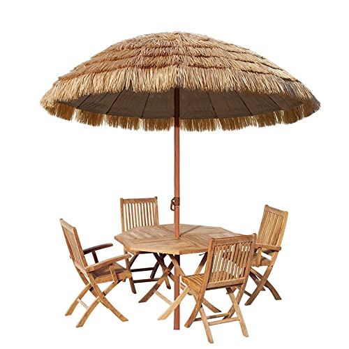 Sombrilla Playa De Paja, Parasol Hawaii de Playa jardín de 180 cm Puede Inclinarse, para Piscina Backyard Cover