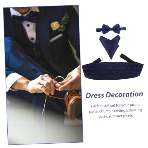 Set de 3 piezas LIFKOME corbata de moño satín azul real miniatura 4