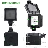 Upgrade Aussensteckdose Wasserdichte Steckdose IP66 mit Schalter Kontrollleuchte,Anthrazit Außensteckdose Aufputz Wetterfest Outdoor Steckdose Gartensteckdose aussen Abschliessbar Klappdeckel-1 Fach – Ansicht 5