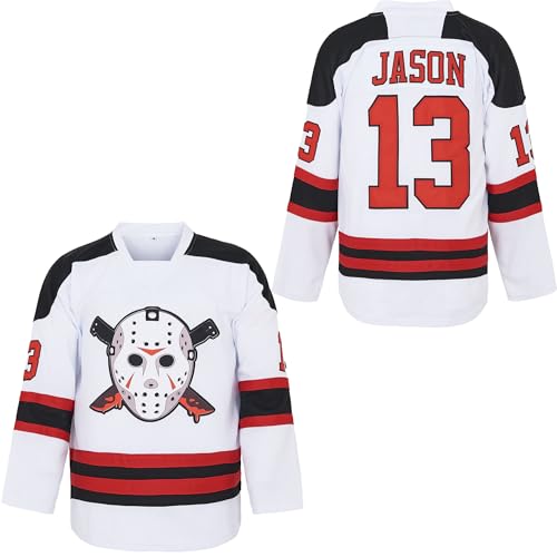 Mens 13 Jason Ice Hockey Jersey Halloween Stitched White XXL