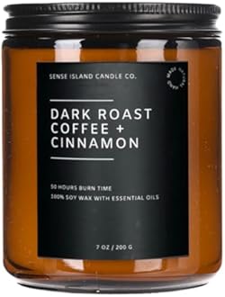 SENSE ISLAND Scented Candle for Home Scented Roasted Coffee with Cinnamon 7 oz