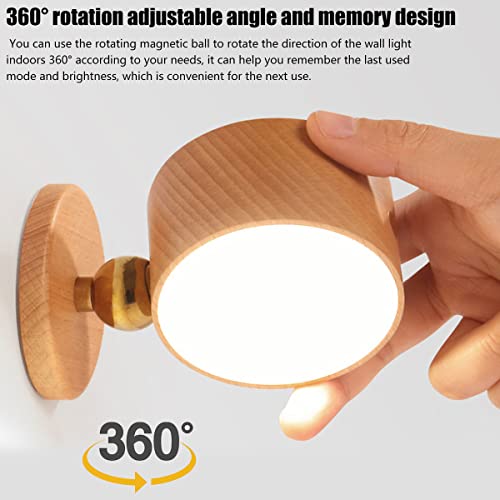 image for Claumeng LED Wall Sconces, USB Rechargeable 360°Rotate Cordless Wall 